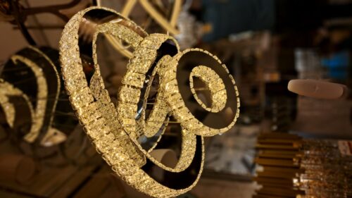 لوستر سه حلقه کریستالی